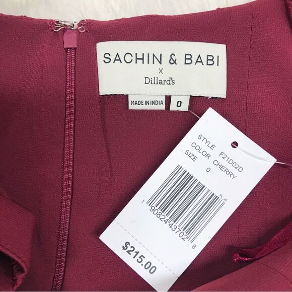 SACHIN X BABI Burgundy Fit & Flare Mini Dress Sleeveless Cocktail Size 0 New - Picture 4 of 13